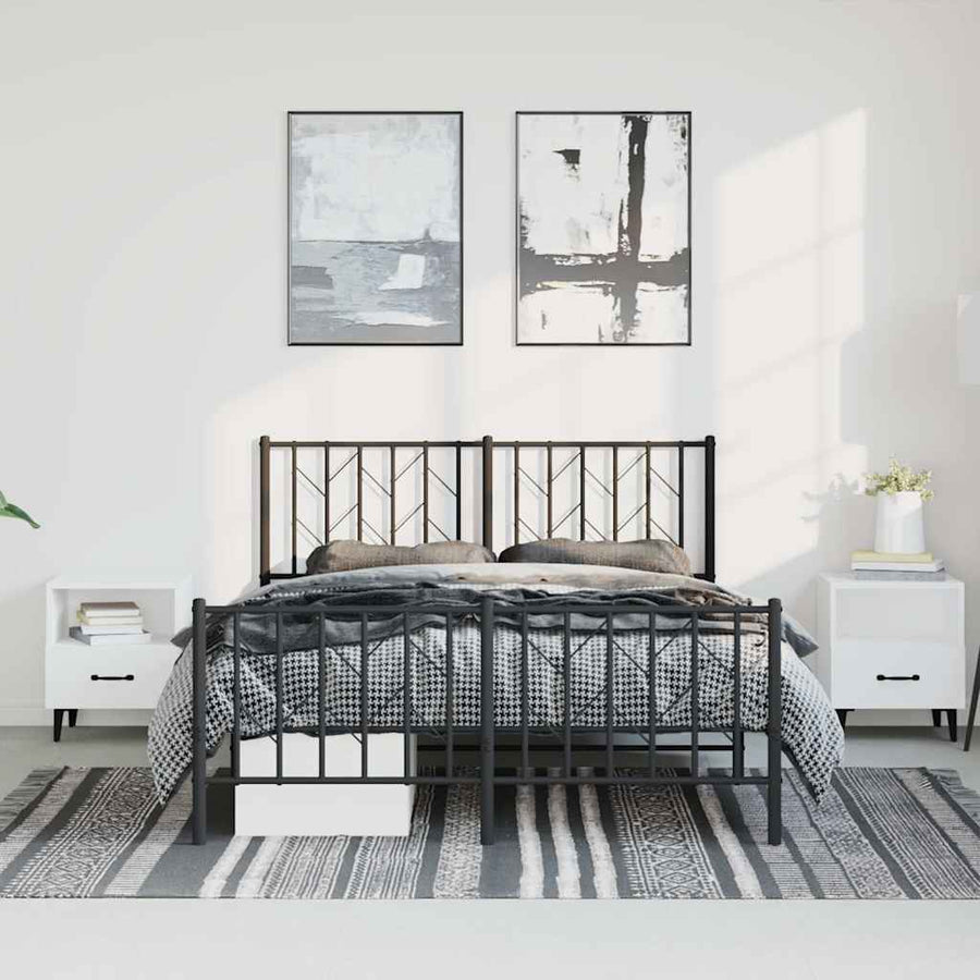 Bedframe Met Hoofd- En Voeteneinde Metaal 150 x 200 cm