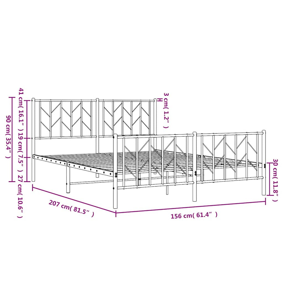 Bedframe Met Hoofd- En Voeteneinde Metaal 150 x 200 cm