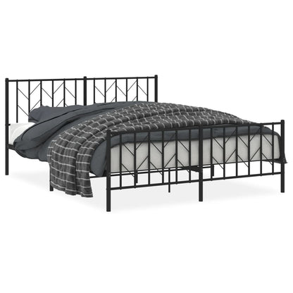 Bedframe Met Hoofd- En Voeteneinde Metaal 160 x 200 cm Zwart met hoofdbord & voetbord