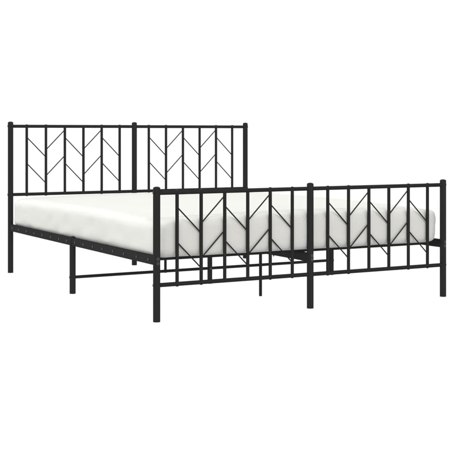 Bedframe Met Hoofd- En Voeteneinde Metaal 160 x 200 cm Zwart met hoofdbord & voetbord