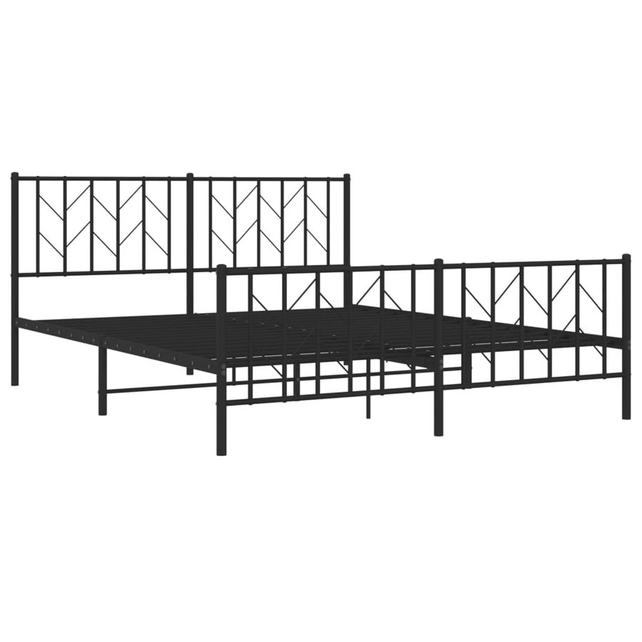 Bedframe Met Hoofd- En Voeteneinde Metaal 160 x 200 cm Zwart met hoofdbord & voetbord
