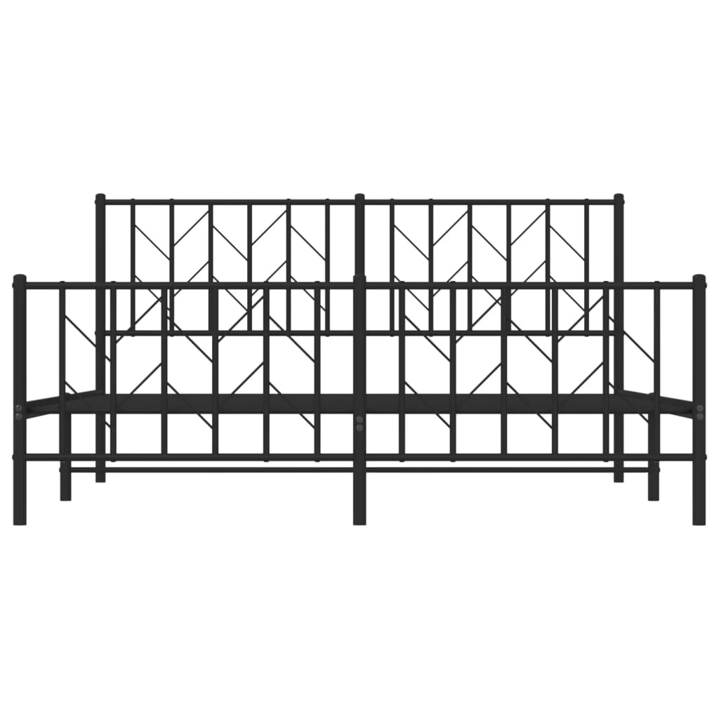 Bedframe Met Hoofd- En Voeteneinde Metaal 160 x 200 cm Zwart met hoofdbord & voetbord