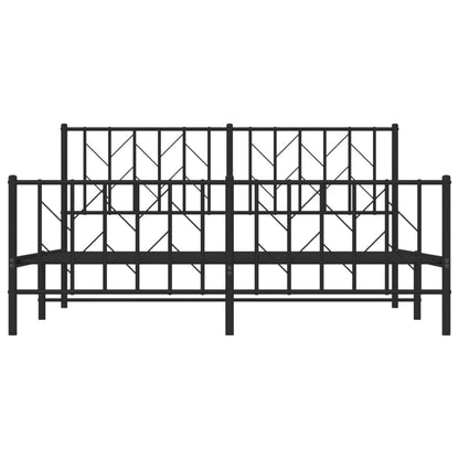 Bedframe Met Hoofd- En Voeteneinde Metaal 160 x 200 cm Zwart met hoofdbord & voetbord
