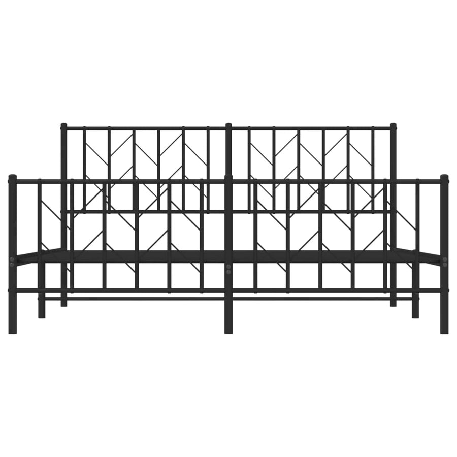 Bedframe Met Hoofd- En Voeteneinde Metaal 160 x 200 cm Zwart met hoofdbord & voetbord