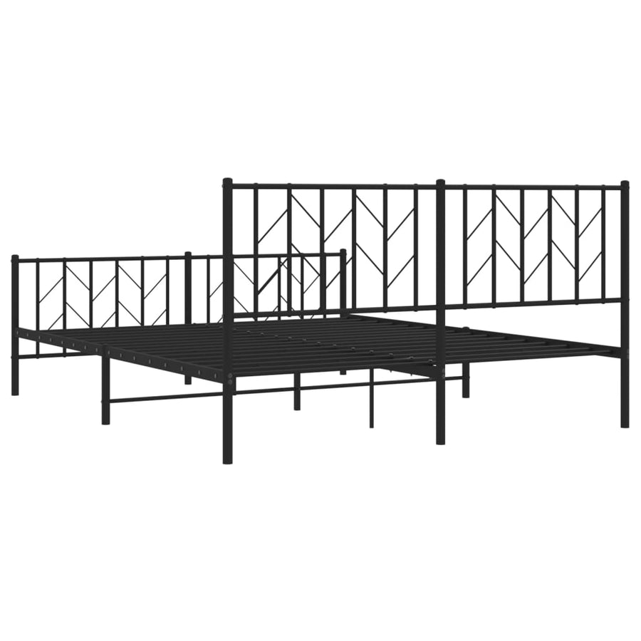 Bedframe Met Hoofd- En Voeteneinde Metaal 160 x 200 cm Zwart met hoofdbord & voetbord