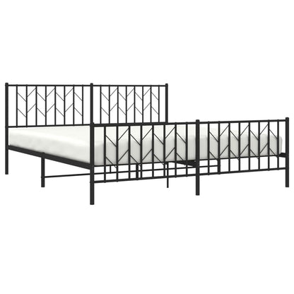 Bedframe Met Hoofd- En Voeteneinde Metaal 183 x 213 cm Zwart met hoofdbord & voetbord