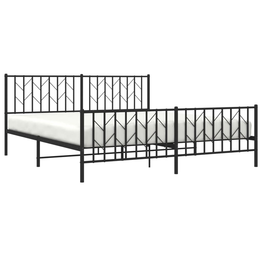Bedframe Met Hoofd- En Voeteneinde Metaal 183 x 213 cm Zwart met hoofdbord & voetbord