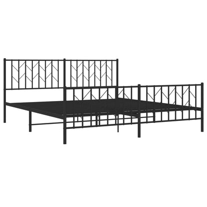 Bedframe Met Hoofd- En Voeteneinde Metaal 183 x 213 cm Zwart met hoofdbord & voetbord