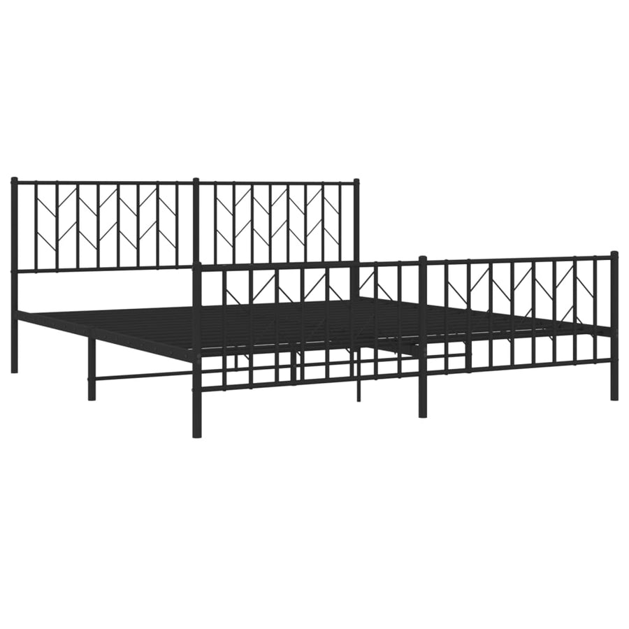 Bedframe Met Hoofd- En Voeteneinde Metaal 183 x 213 cm Zwart met hoofdbord & voetbord