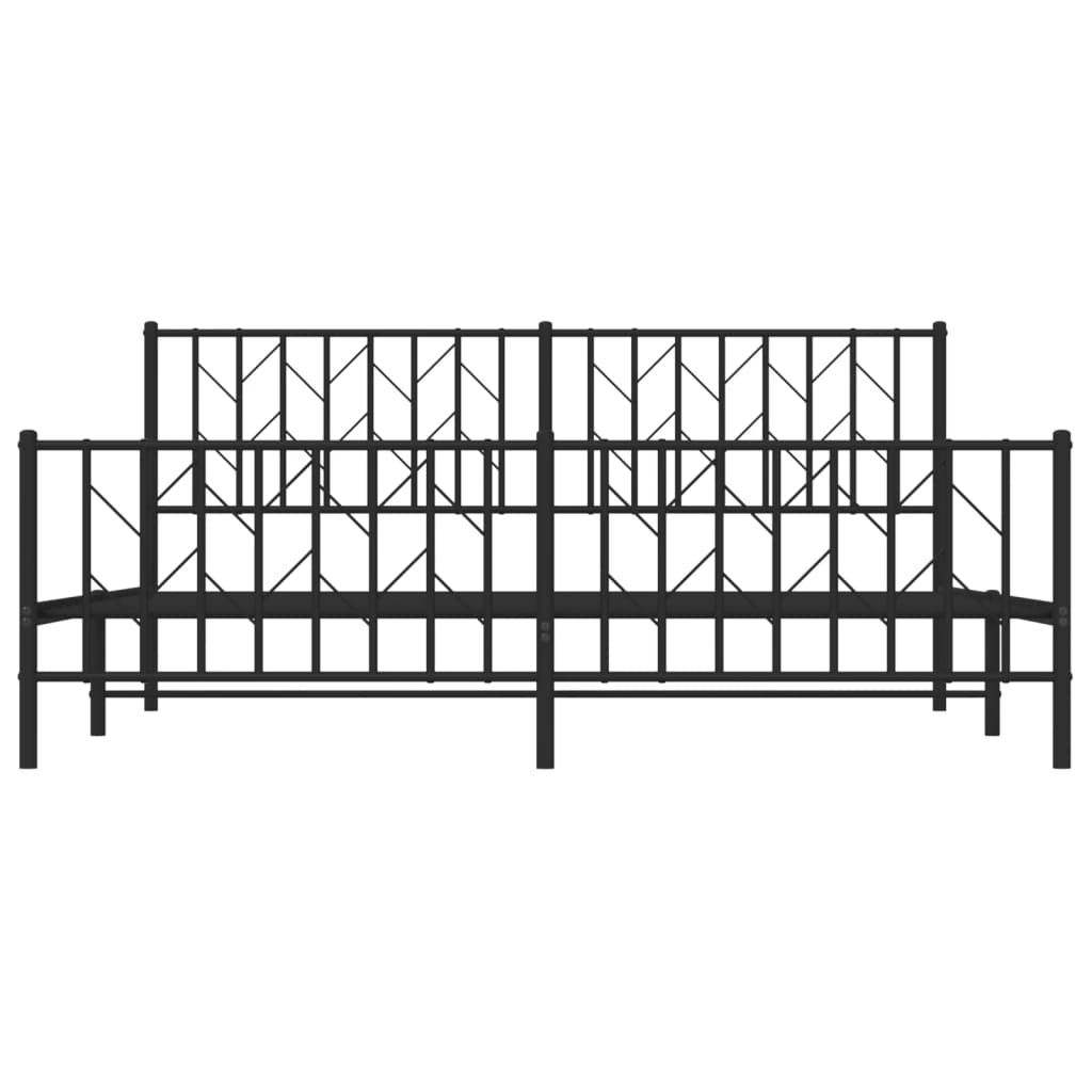 Bedframe Met Hoofd- En Voeteneinde Metaal 183 x 213 cm Zwart met hoofdbord & voetbord