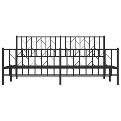 Bedframe Met Hoofd- En Voeteneinde Metaal 183 x 213 cm Zwart met hoofdbord & voetbord