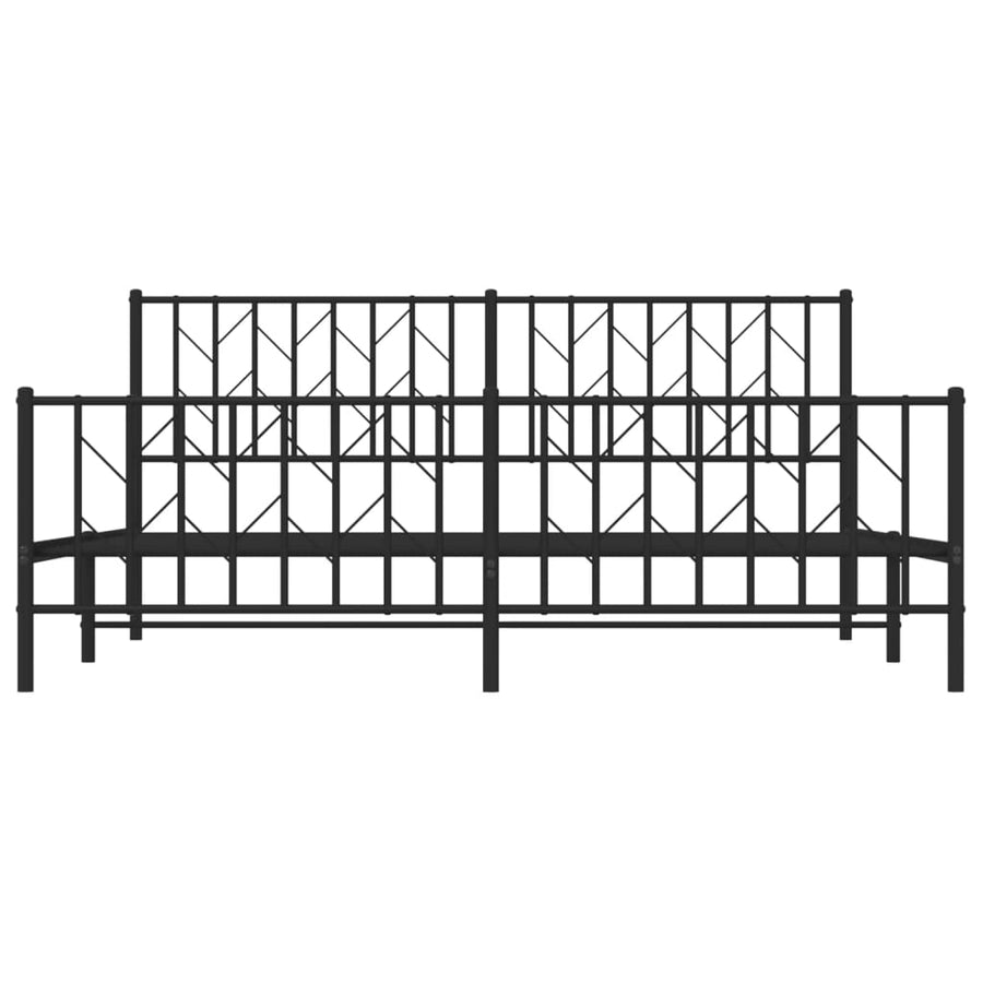 Bedframe Met Hoofd- En Voeteneinde Metaal 183 x 213 cm Zwart met hoofdbord & voetbord
