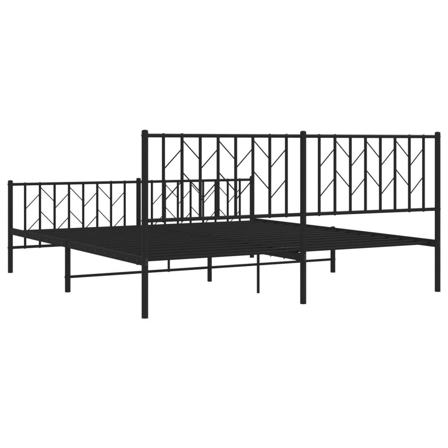 Bedframe Met Hoofd- En Voeteneinde Metaal 183 x 213 cm Zwart met hoofdbord & voetbord