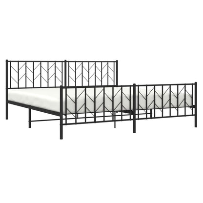 Bedframe Met Hoofd- En Voeteneinde Metaal 193 x 203 cm Zwart met hoofdbord & voetbord