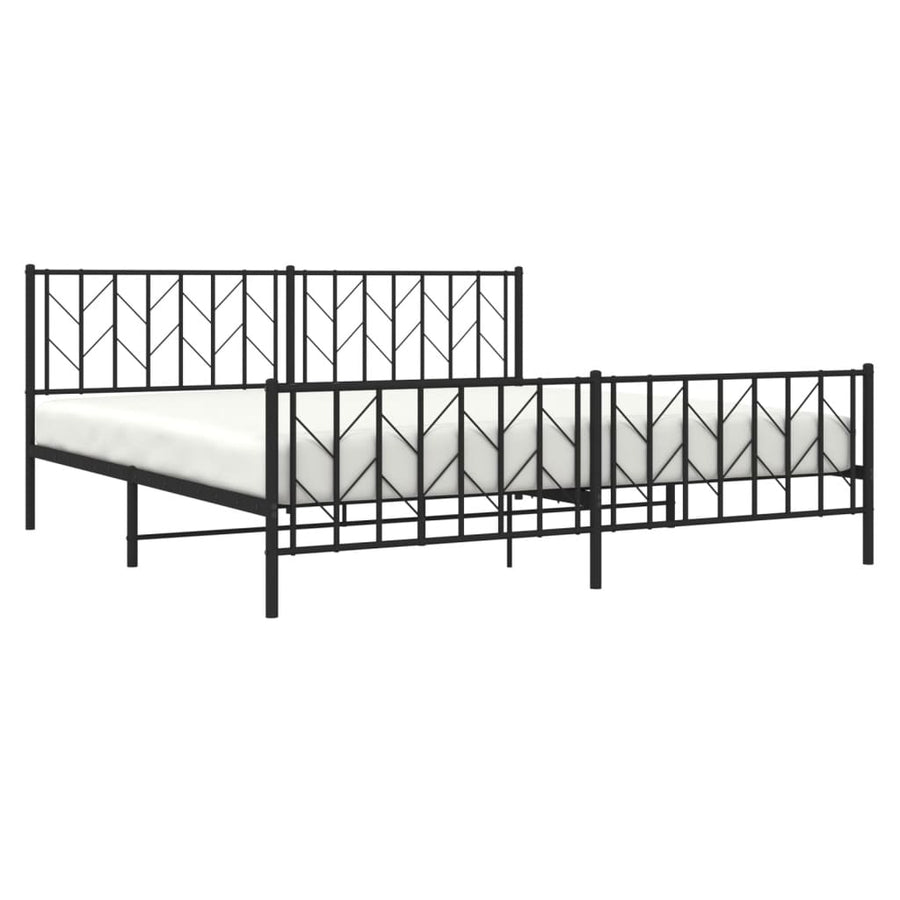 Bedframe Met Hoofd- En Voeteneinde Metaal 193 x 203 cm Zwart met hoofdbord & voetbord