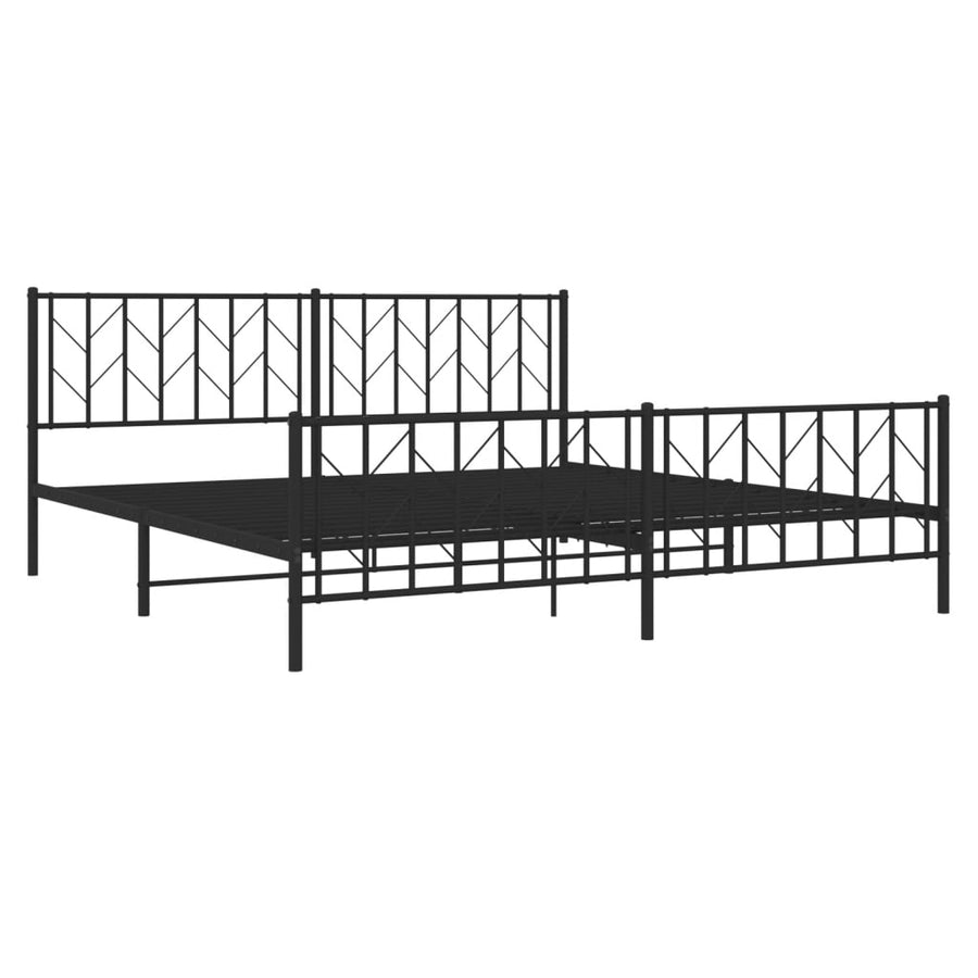Bedframe Met Hoofd- En Voeteneinde Metaal 193 x 203 cm Zwart met hoofdbord & voetbord
