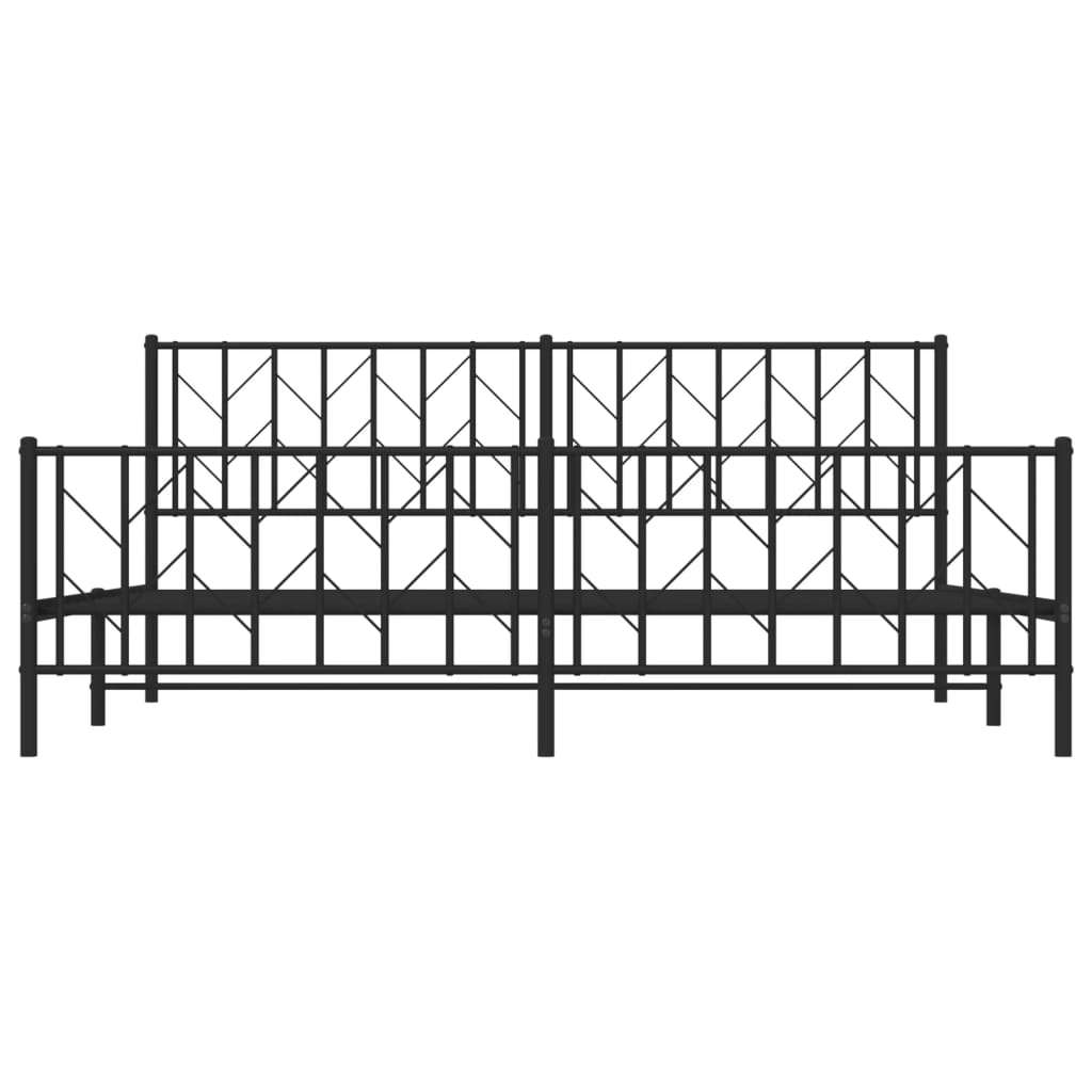 Bedframe Met Hoofd- En Voeteneinde Metaal 193 x 203 cm Zwart met hoofdbord & voetbord