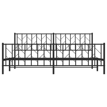 Bedframe Met Hoofd- En Voeteneinde Metaal 193 x 203 cm Zwart met hoofdbord & voetbord