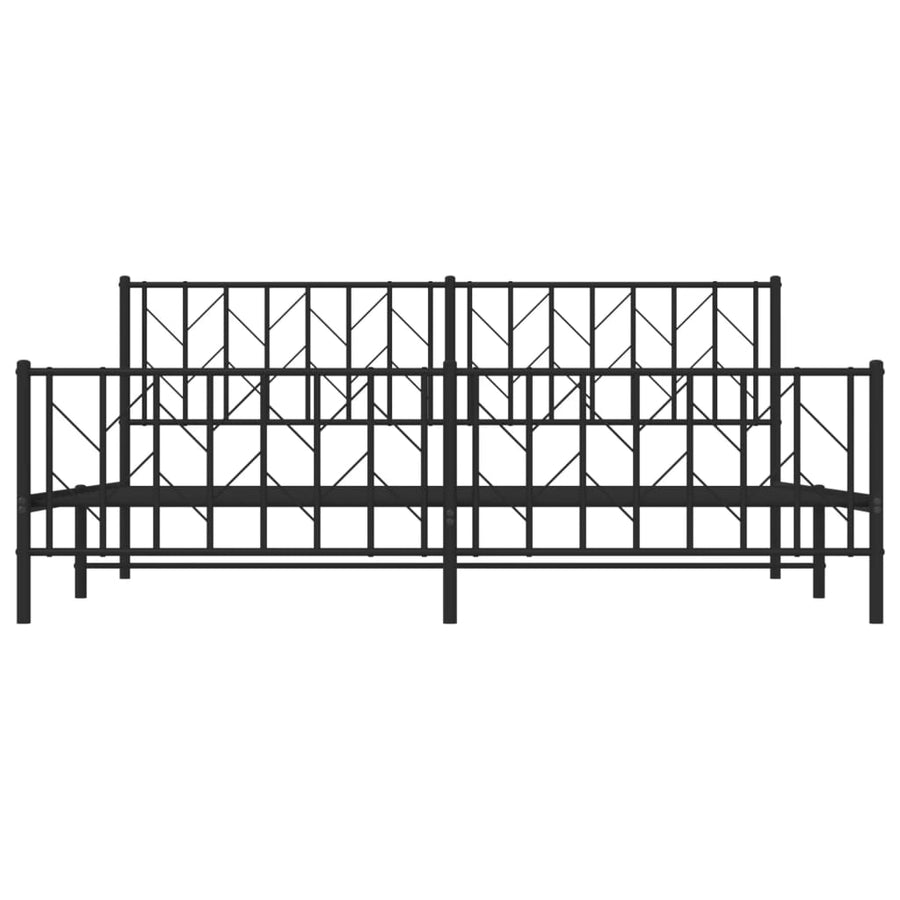 Bedframe Met Hoofd- En Voeteneinde Metaal 193 x 203 cm Zwart met hoofdbord & voetbord