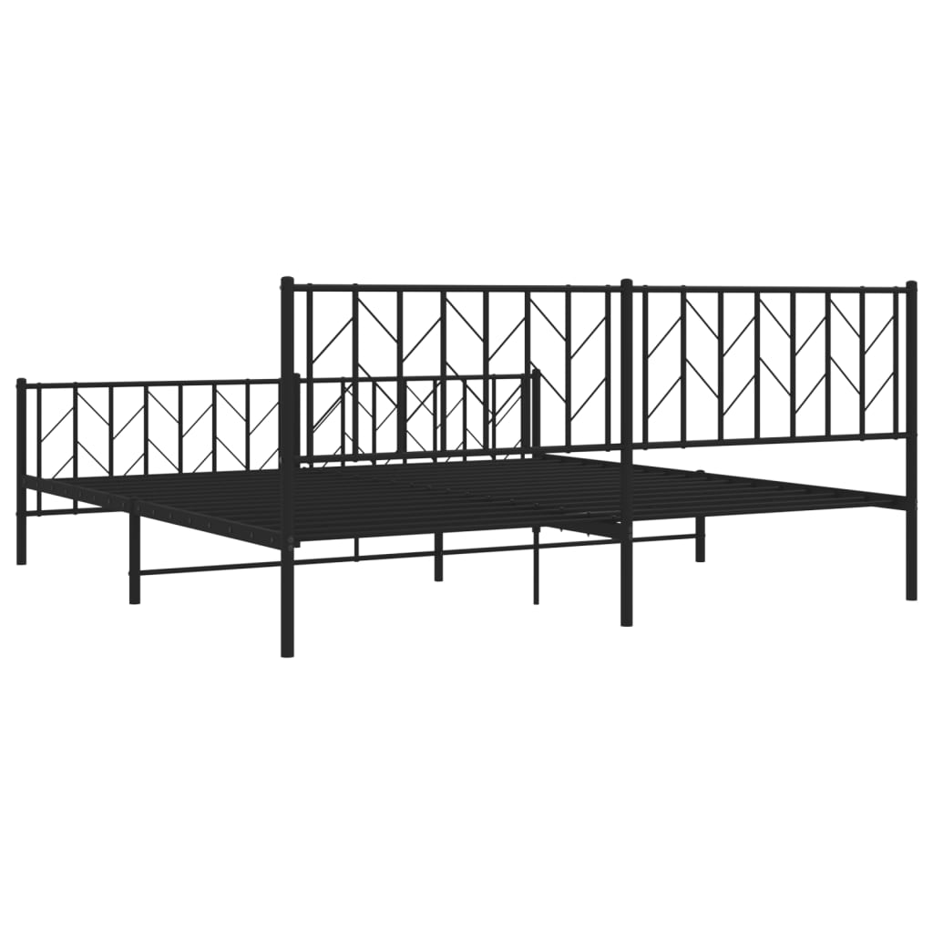 Bedframe Met Hoofd- En Voeteneinde Metaal 193 x 203 cm Zwart met hoofdbord & voetbord