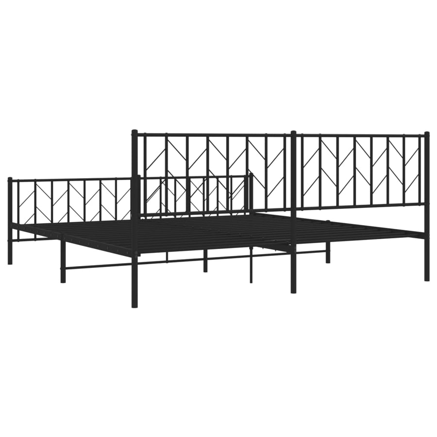 Bedframe Met Hoofd- En Voeteneinde Metaal 193 x 203 cm Zwart met hoofdbord & voetbord