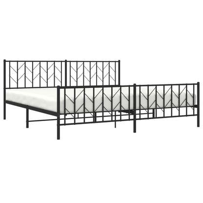 Bedframe Met Hoofd- En Voeteneinde Metaal 200 x 200 cm Zwart met hoofdbord & voetbord