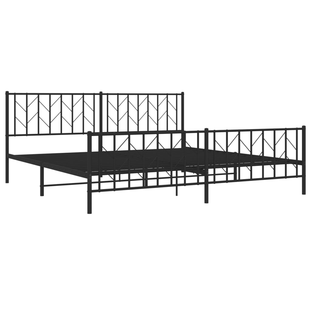 Bedframe Met Hoofd- En Voeteneinde Metaal 200 x 200 cm Zwart met hoofdbord & voetbord