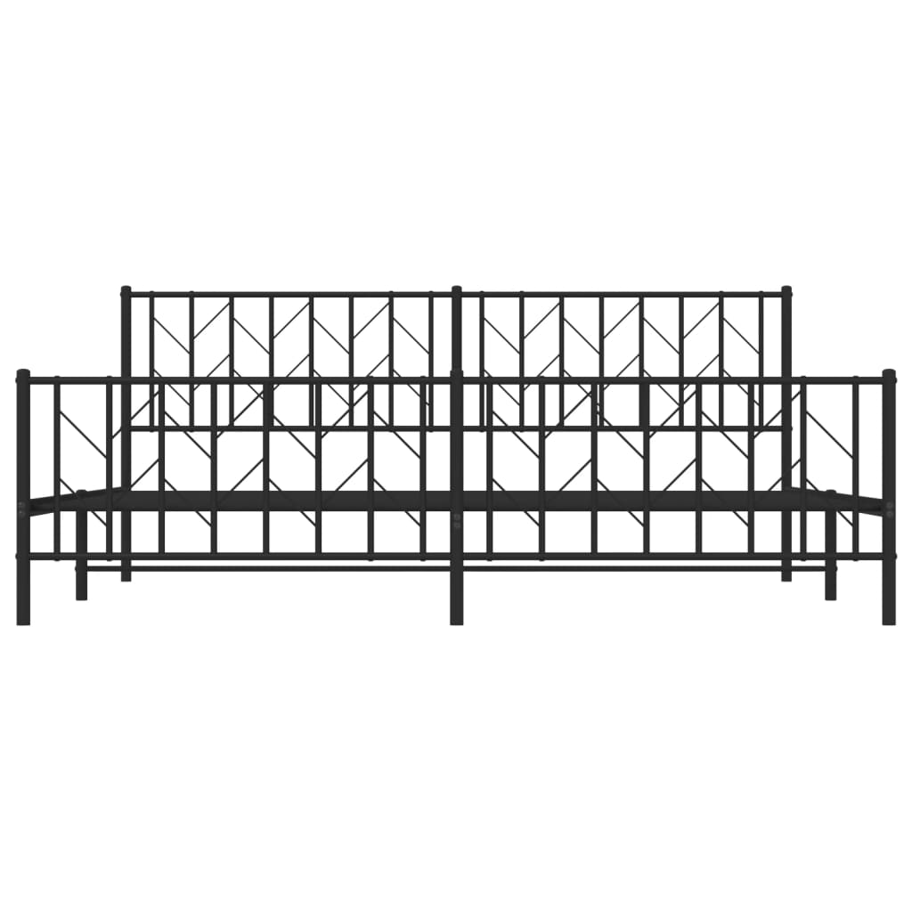 Bedframe Met Hoofd- En Voeteneinde Metaal 200 x 200 cm Zwart met hoofdbord & voetbord