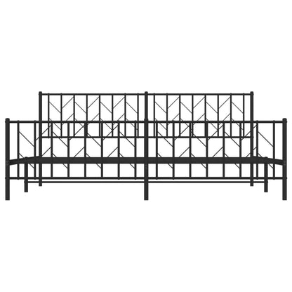 Bedframe Met Hoofd- En Voeteneinde Metaal 200 x 200 cm Zwart met hoofdbord & voetbord