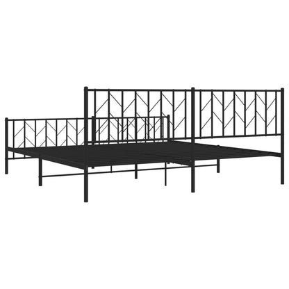 Bedframe Met Hoofd- En Voeteneinde Metaal 200 x 200 cm Zwart met hoofdbord & voetbord