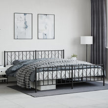 Bedframe Met Hoofd- En Voeteneinde Metaal 200 x 200 cm Zwart met hoofdbord & voetbord