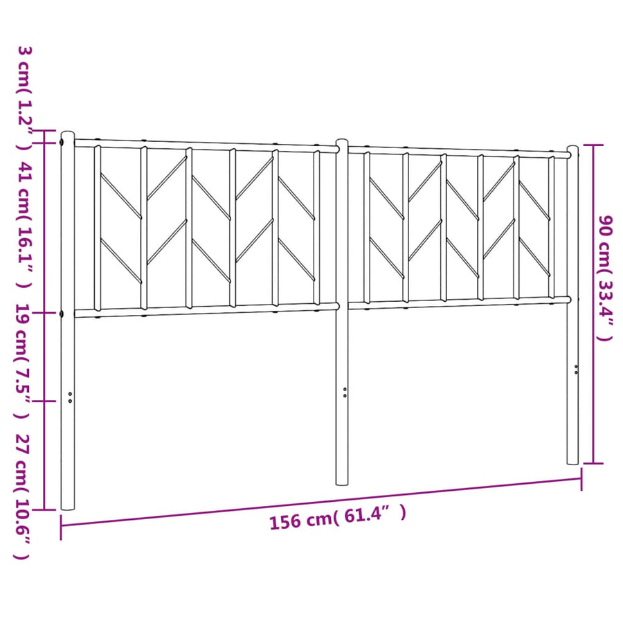 Hoofdbord Metaal 150 cm Zwart