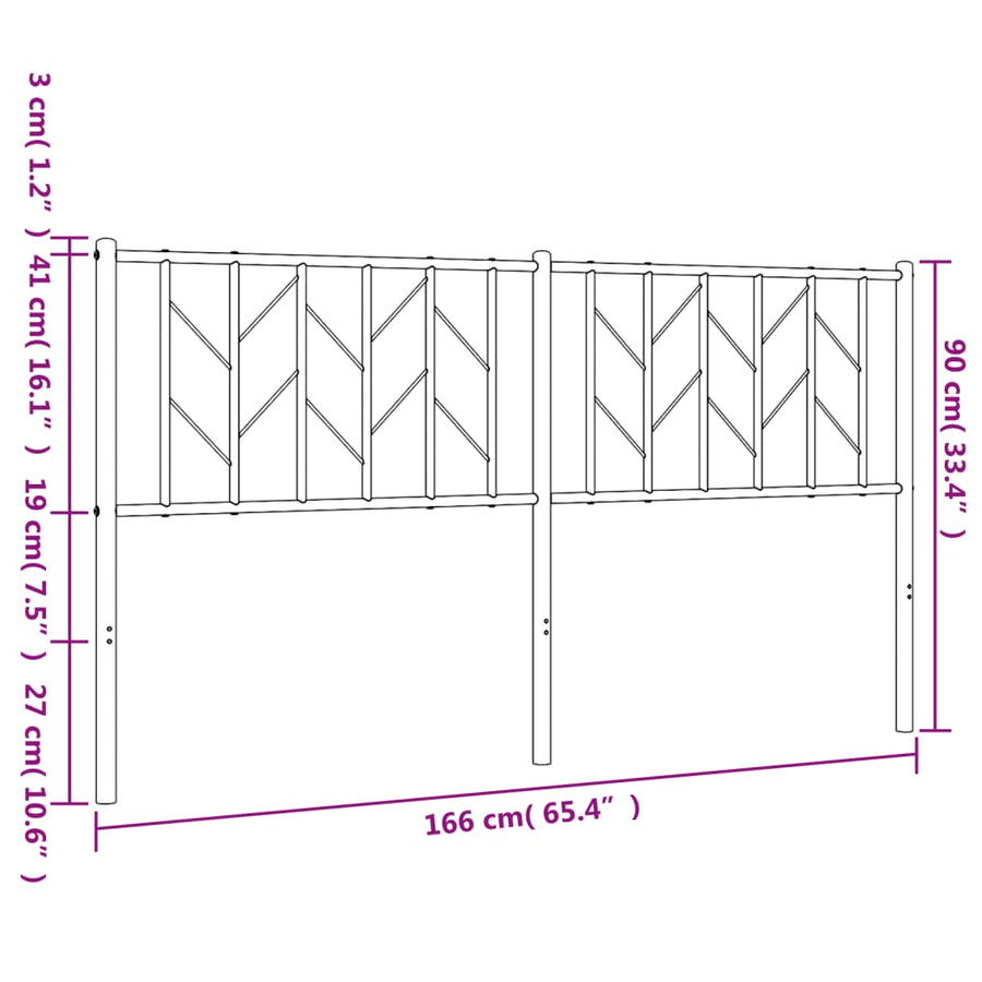 Hoofdbord Metaal 160 cm Zwart