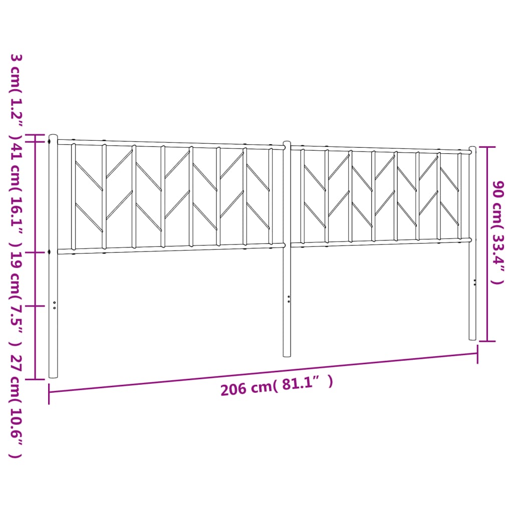 Hoofdbord Metaal 200 cm Zwart