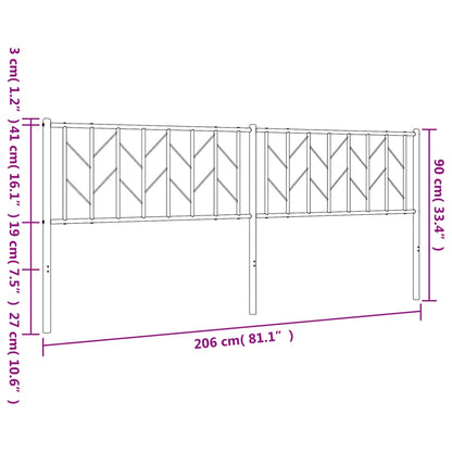 Hoofdbord Metaal 200 cm Zwart