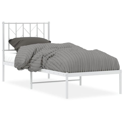 Bedframe met hoofdbord zonder matras metaal wit 75x190 cm