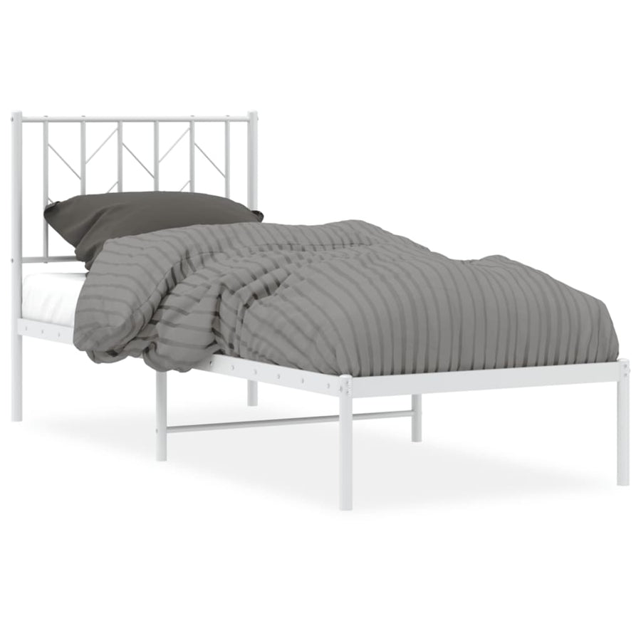 Bedframe met hoofdbord zonder matras metaal wit 75x190 cm