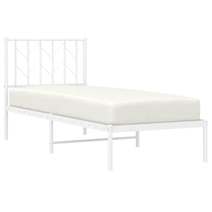Bedframe met hoofdbord zonder matras metaal wit 75x190 cm