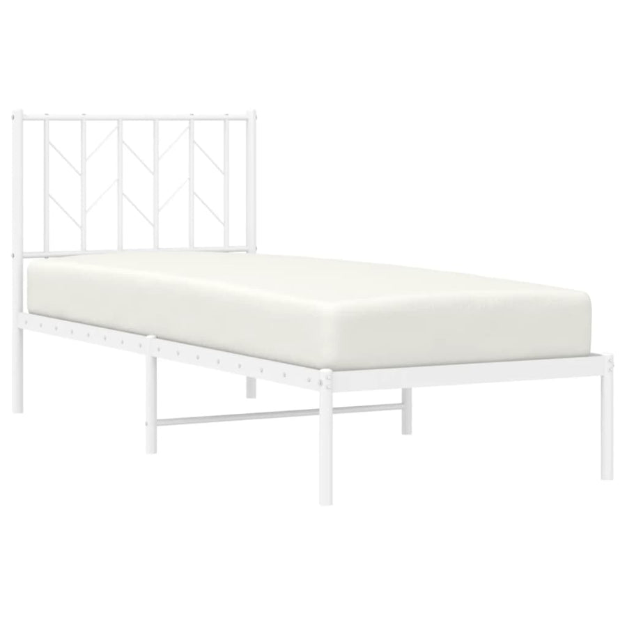Bedframe met hoofdbord zonder matras metaal wit 75x190 cm