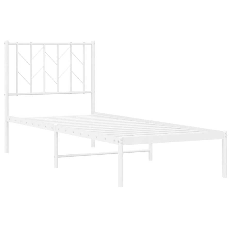 Bedframe met hoofdbord zonder matras metaal wit 75x190 cm