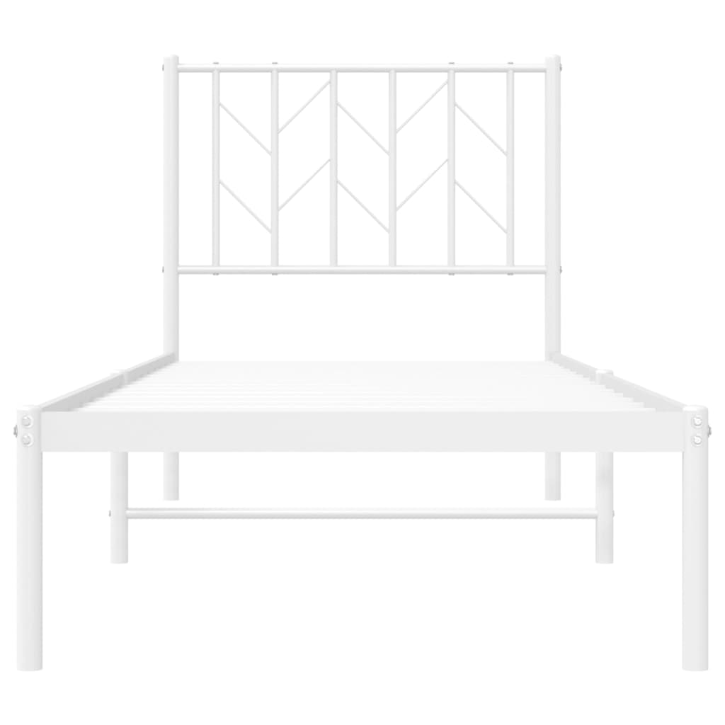 Bedframe met hoofdbord zonder matras metaal wit 75x190 cm