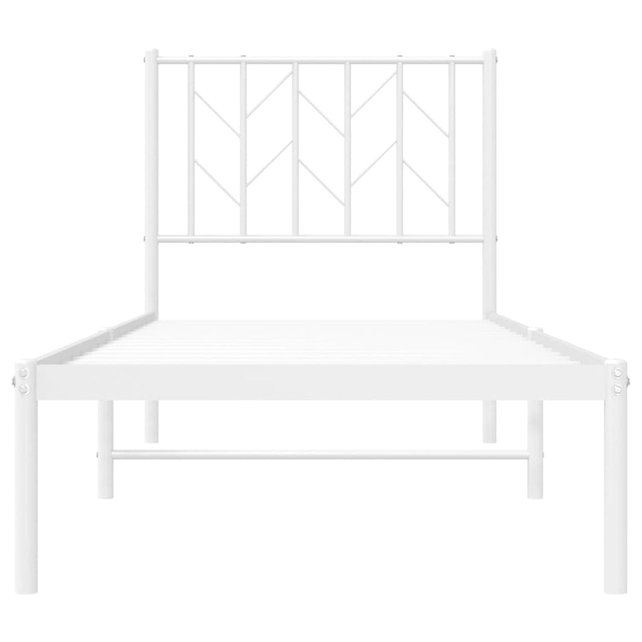 Bedframe met hoofdbord zonder matras metaal wit 75x190 cm