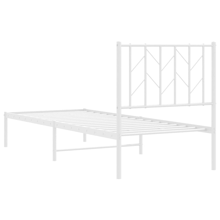 Bedframe met hoofdbord zonder matras metaal wit 75x190 cm