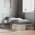 Bedframe 75x190 cm metaal wit met hoofdbord