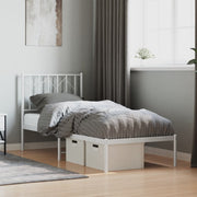 Bedframe 75x190 cm metaal wit met hoofdbord