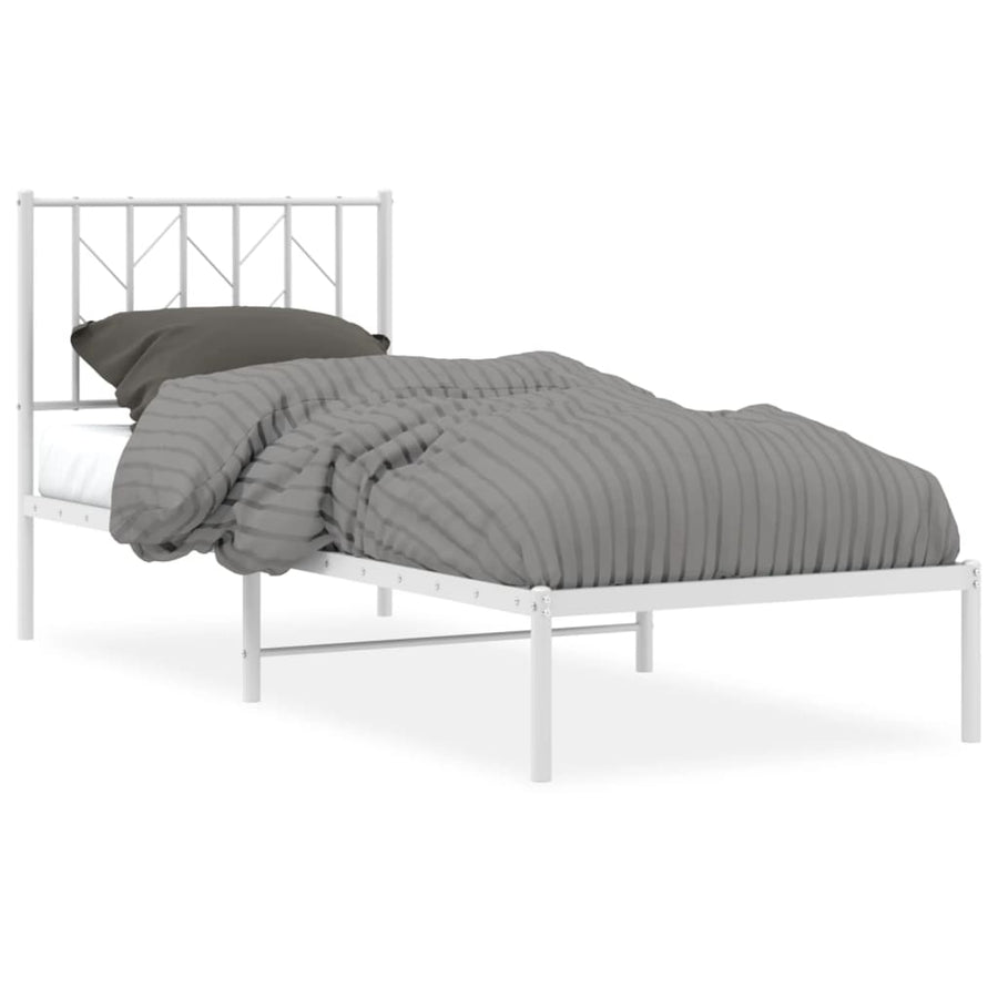 Bedframe Metaal 80 x 200 cm Wit met hoofdbord