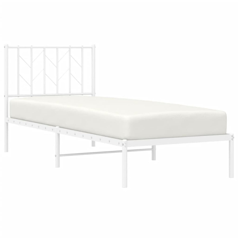 Bedframe Metaal 80 x 200 cm Wit met hoofdbord