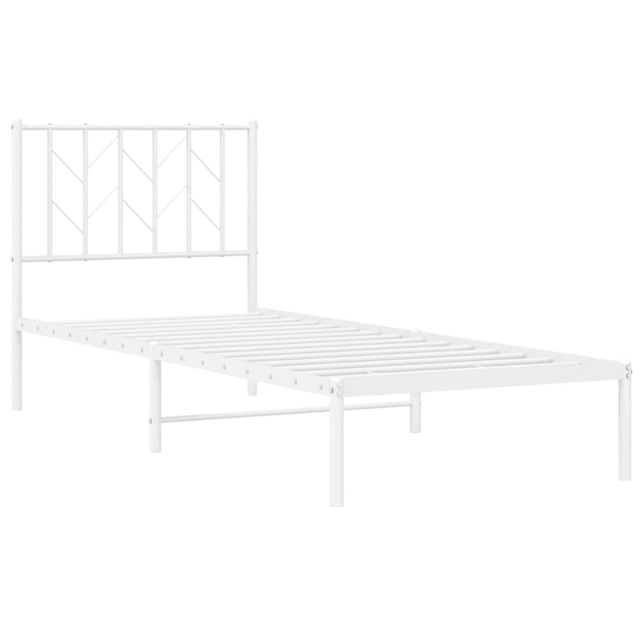 Bedframe Metaal 80 x 200 cm Wit met hoofdbord