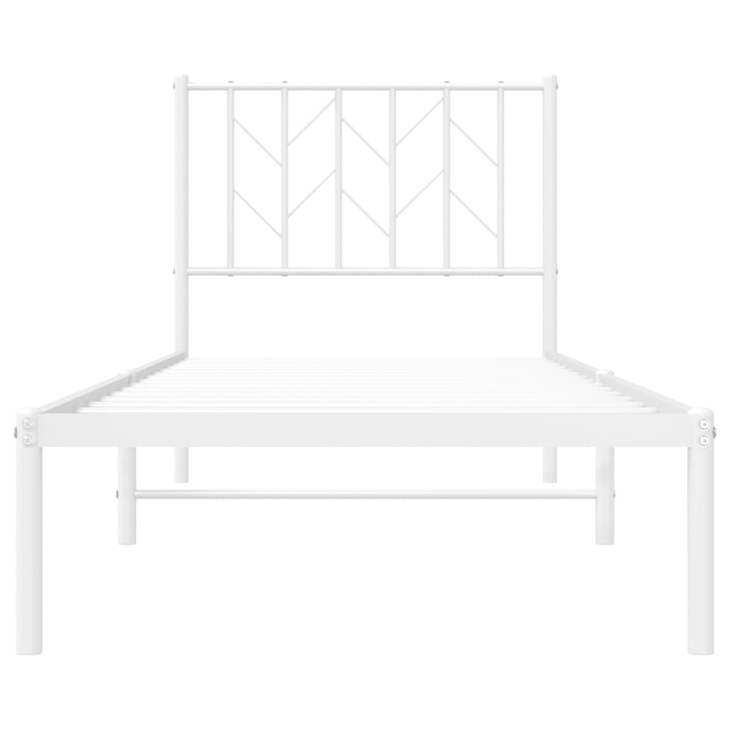 Bedframe Metaal 80 x 200 cm Wit met hoofdbord
