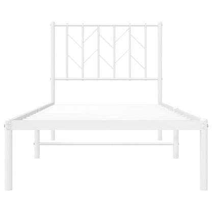 Bedframe Metaal 80 x 200 cm Wit met hoofdbord